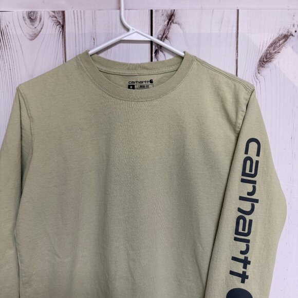 Carhartt Loose Fit Long Sleeve Shirt Women’s Medium Green Logo EUC - Picture 3 of 10